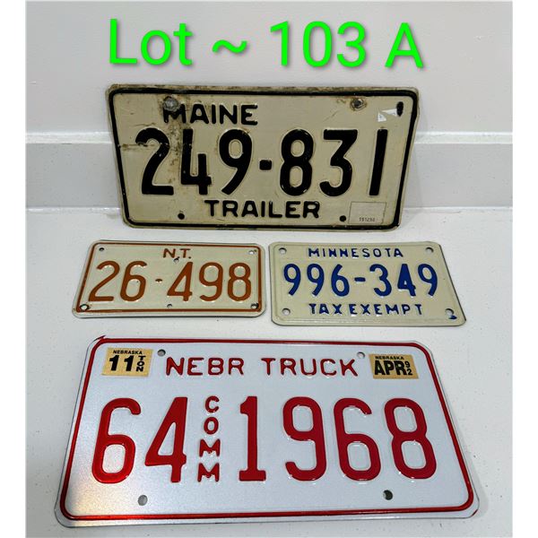 1968 NEBR TRICK, MAINE TRAILER SM LICENSE PLATES