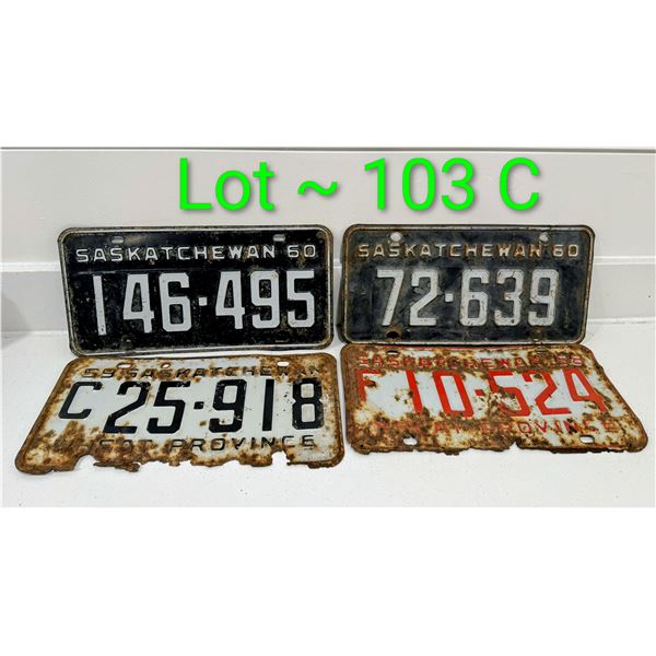 1958, 1959 & 1960 SASKATCHEWAN LICENSE PLATES