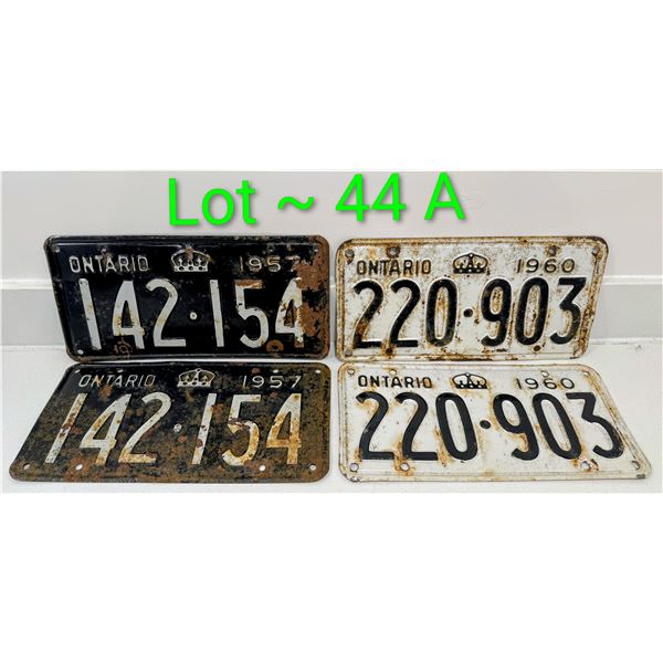 1957 & 1960 ONTARIO LICENSE PLATES