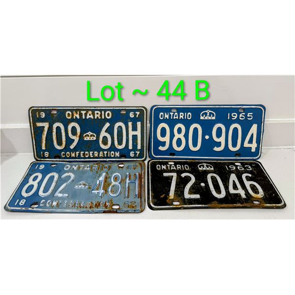 1963, 65 & 1967 ONTARIO LICENSE PLATES