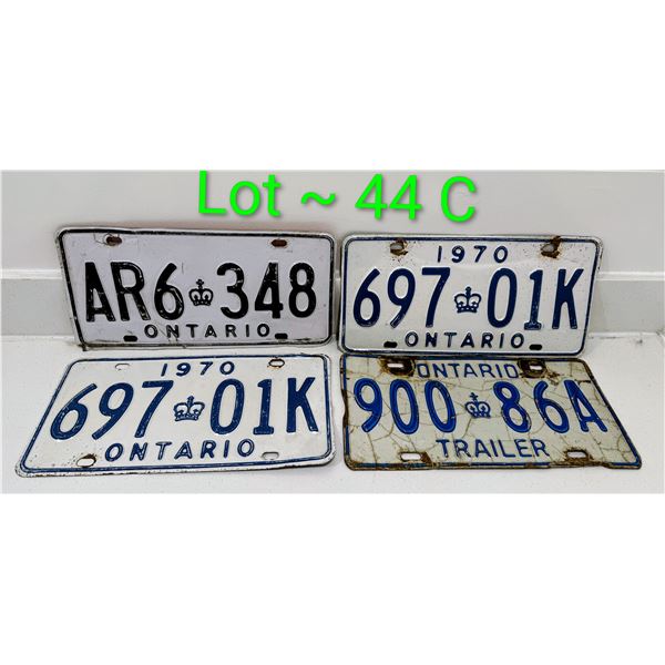 1970 ONTARIO LICENSE PLATES
