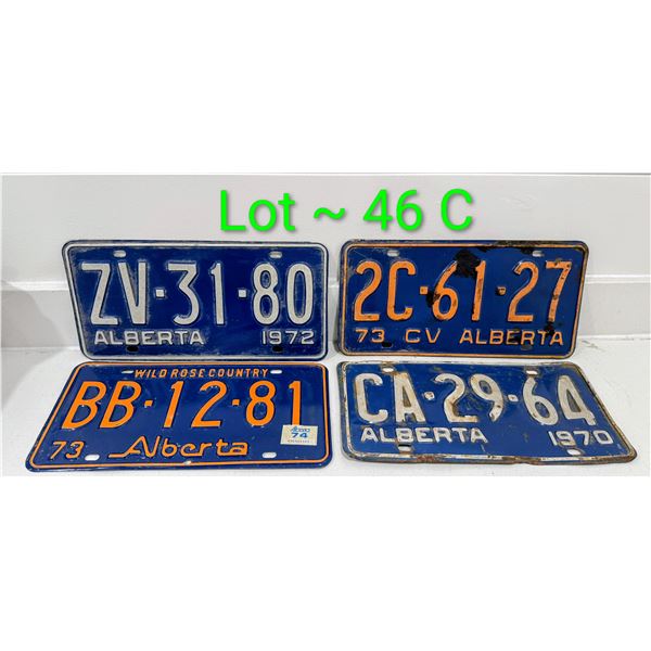 1970, 72 & 73 ALBERTA LICENSE PLATES