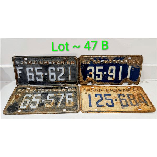1952, 1960 & 1961 SASKATCHEWAN LICENSE PLATES