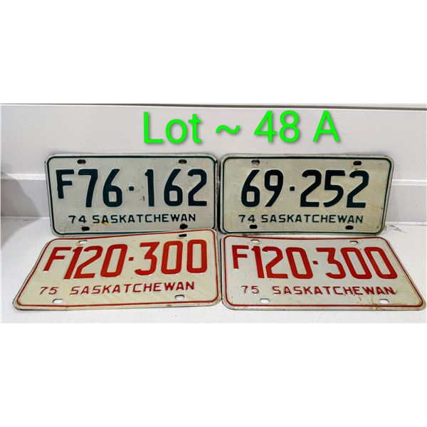 1975 & 1974 SASKATCHEWAN LICENSE PLATES
