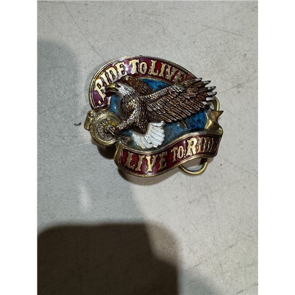 Ride to live live to ride belt buckle