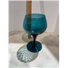 Image 1 : mid-century Empoli Italian art glass compote vase in a teal blue