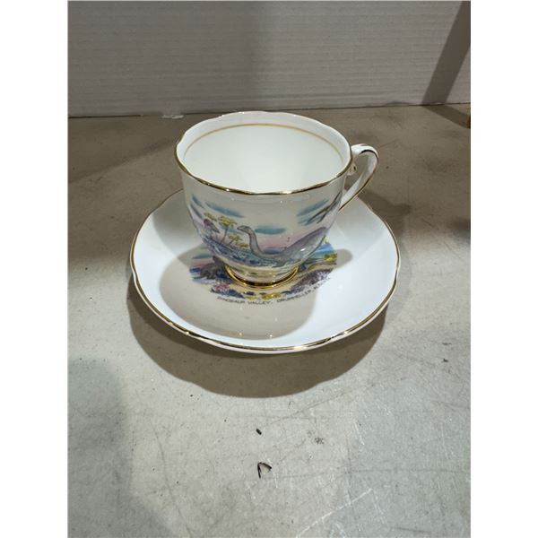 Dinosaur Valley, Drumheller, Alberta, teacup, and saucer