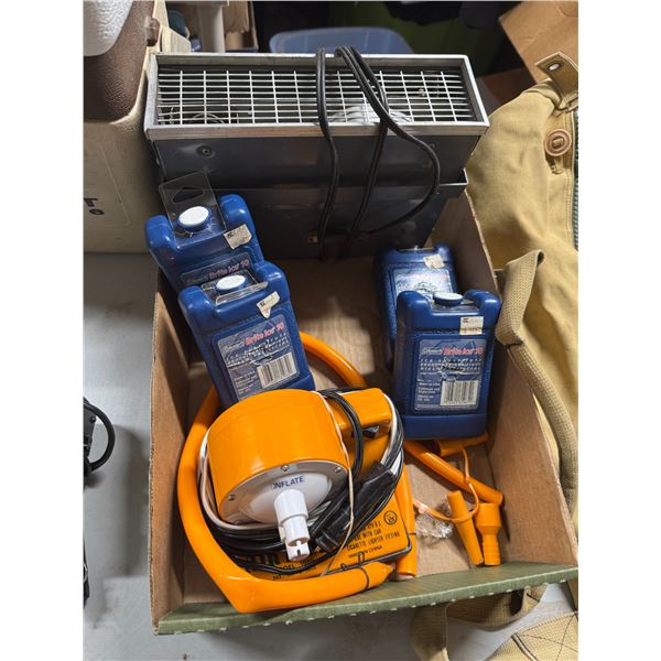 Pump, Coleman ice packs and fan/ heater?