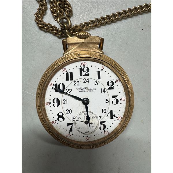 W.H. Grassie pocket watch missing front glass
