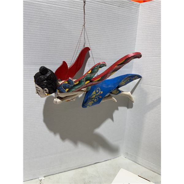 Balinise hanging wood carving NB crack, not broken in foot