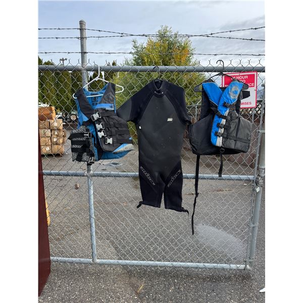 Lifejackets and wetsuit