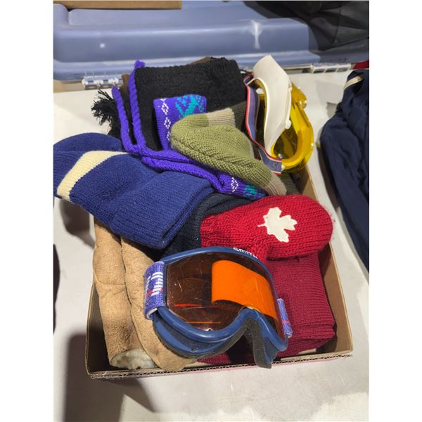 Scarves, toque, goggles, etc.