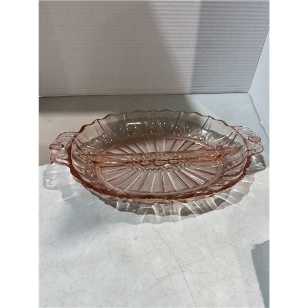 Depression glass divided dish