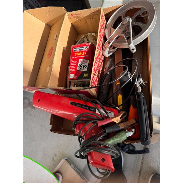 Timing light, files, hammer, Staples, etc.