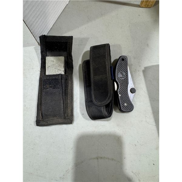 Sharpening stone and folding knife