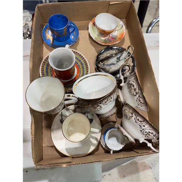 Assorted cups and saucers