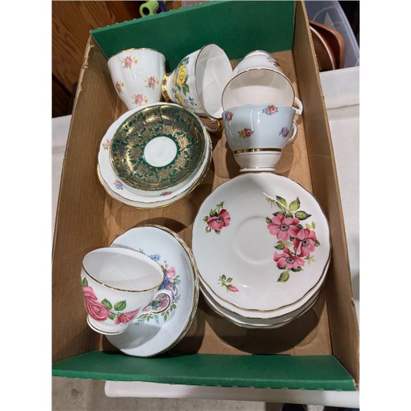 Assorted cups and saucers