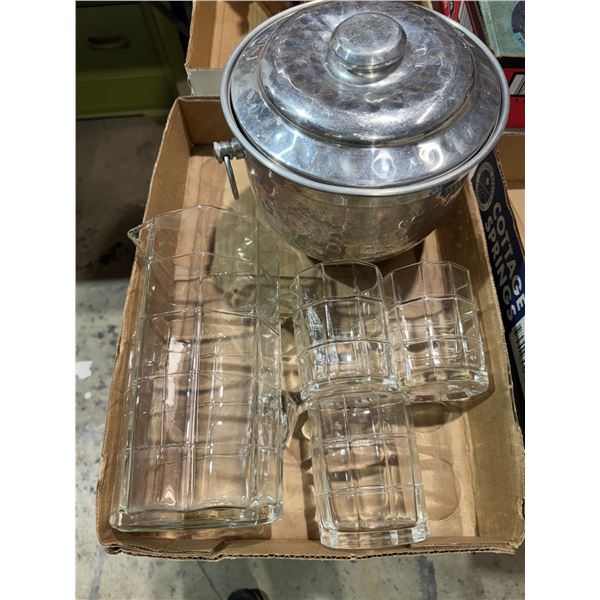 Ice bucket  pitcher and glasses