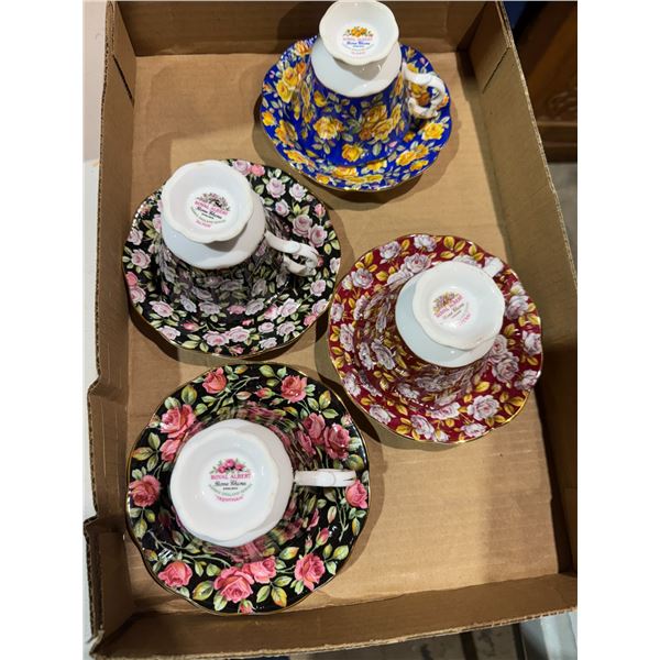 Royal Albert tea, cups, and saucers
