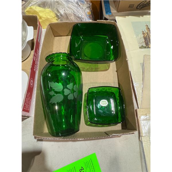 vintage Anchor Hocking "Charm" Forest Green glass