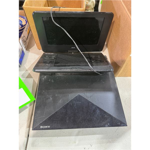 Akai portable DVD player with remote and Sony Blu-ray player