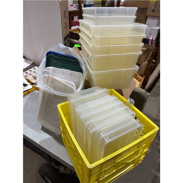 Bins with lids and crate