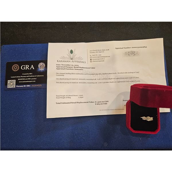 2.00ct GRA Certified moissanite ring Size 5 Retail $1,320.00