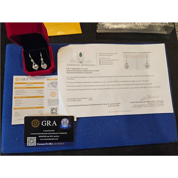 2.00ct GRA Certified Moissanite tear drop earrings Retail$1,350