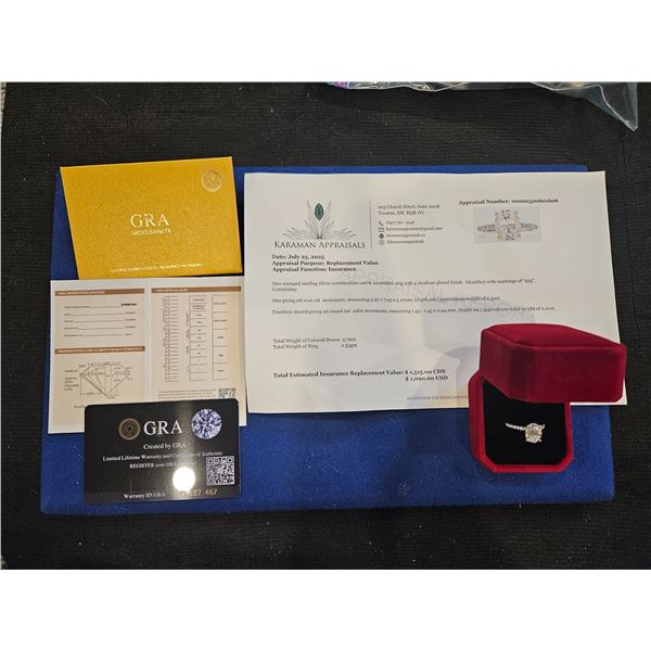 2.50ct GRA Certified Moissanite brilliant cut cubic zirconia set in shanks Size 6 - Retail $1,515.00