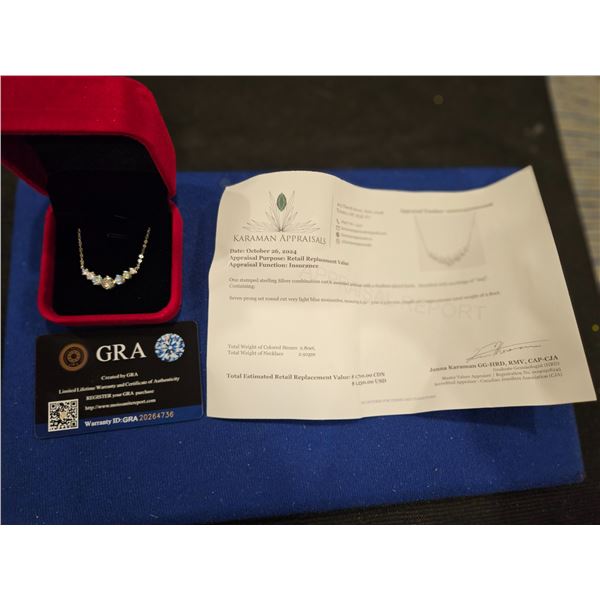 2.80ct GRA certified round cut moissanite necklace - Retail $1,710