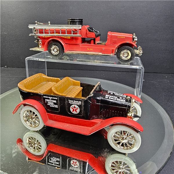 2 Erti Vintage Diecast Coin bank vehcles without keys