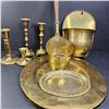 Image 1 : Collection of brass candle holders, plates & decor