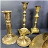 Image 3 : Collection of brass candle holders, plates & decor