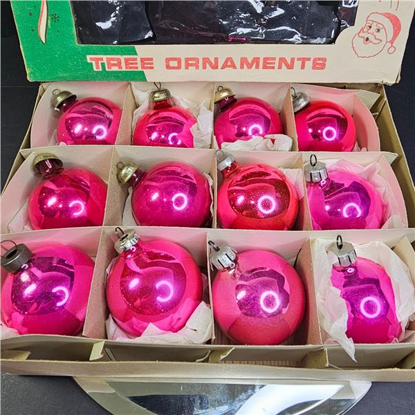 Vintage collection of PINK christmas ornament glass