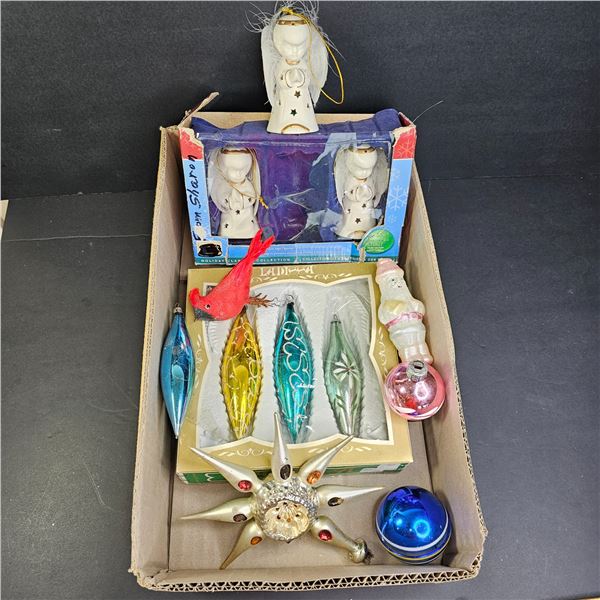 Mostly vintage collection of various christmas ornaments