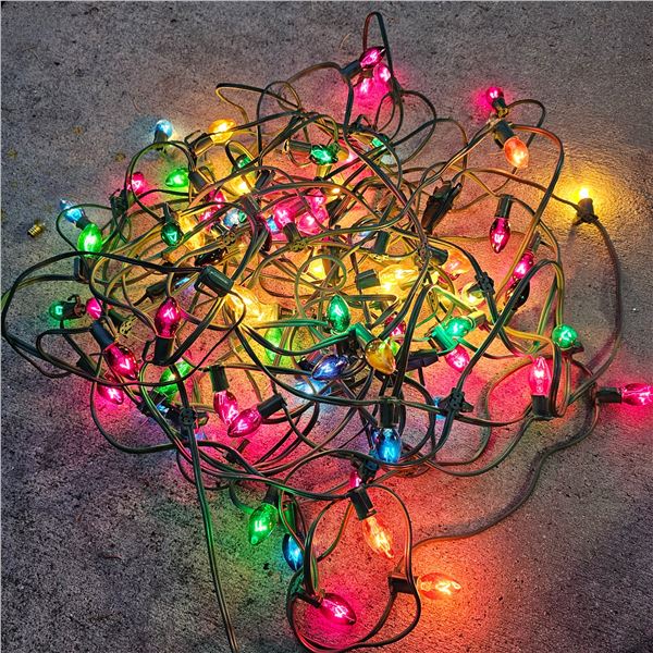 Multiple Strands of C7 Christmas Lights and Replacement Bulbs