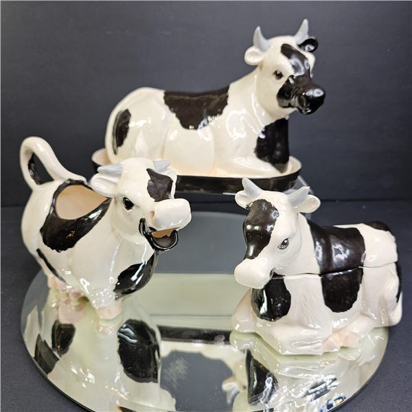 Collection of Dairy Cow Farm Creamer, Sugar, Butter Keeper