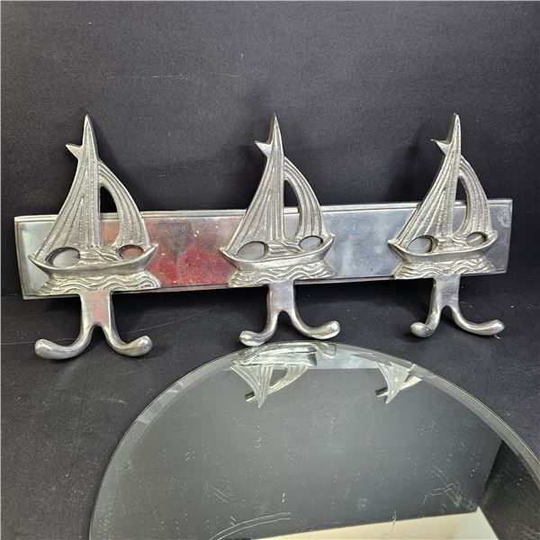 Aluminum Nautical Themed Sailboat Coat Rack