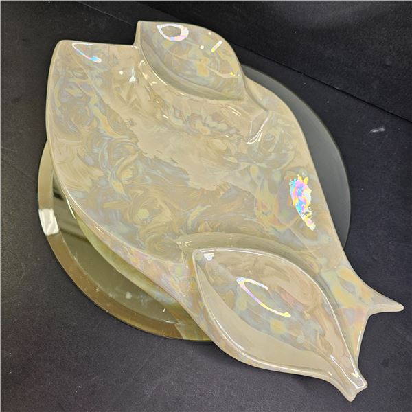 Iridiscent Pearl Style Fish Themed Candy Trinket Ceramic Dish