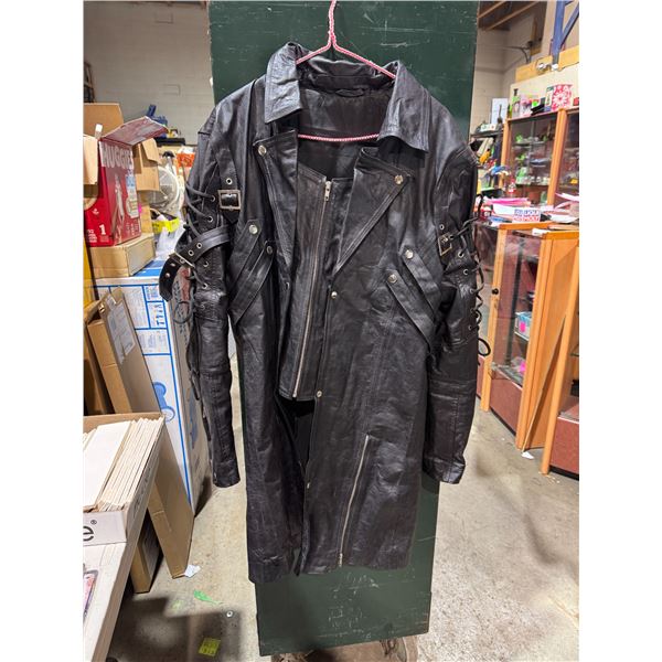 Leather coat size not shown