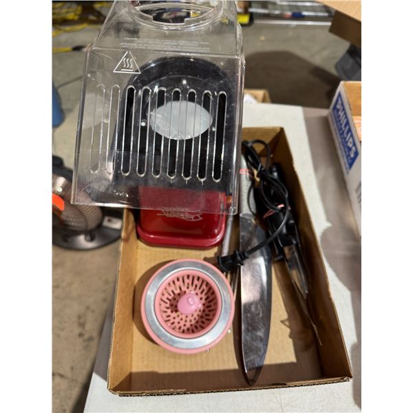 Popcorn maker, knives, and strainer