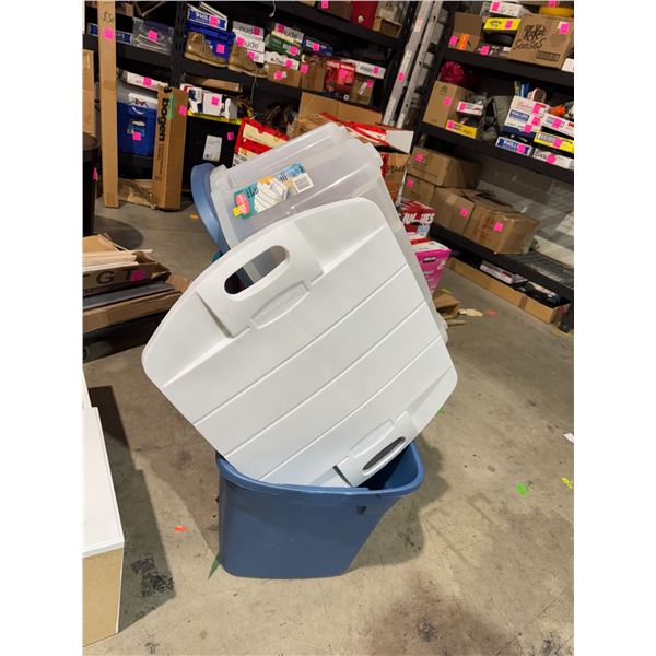 Assorted bins and lids