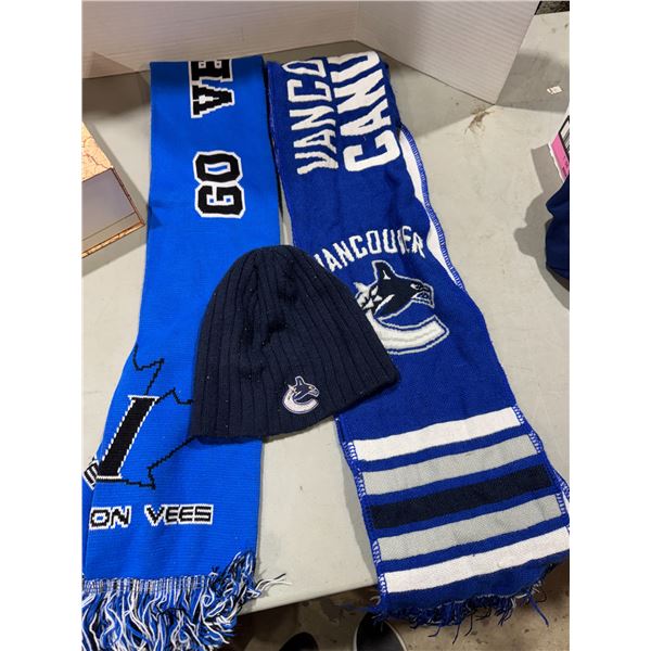 PENTICTON V's Vancouver Canucks scarves and a toque