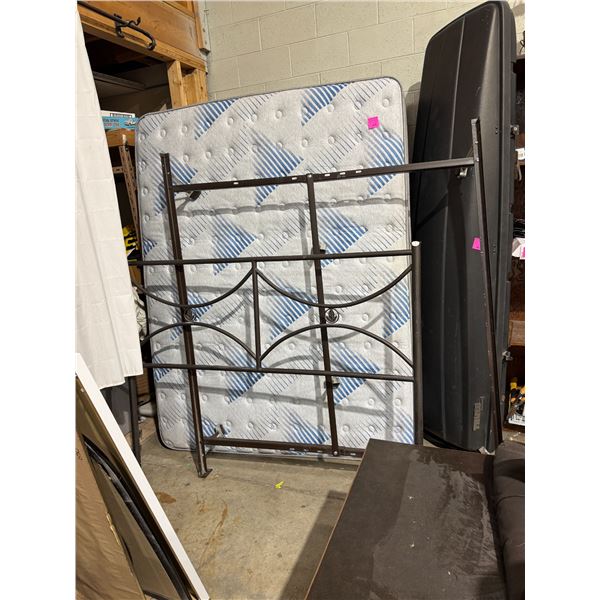 Queen size headboard, footboard, and metal rails
