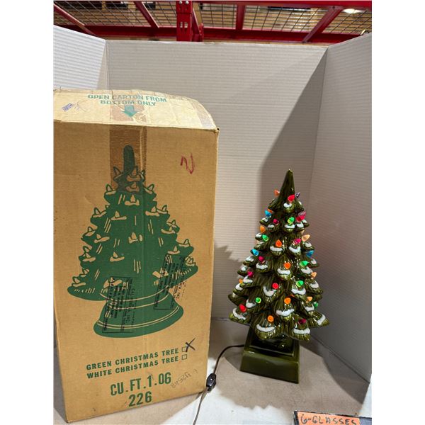 Vintage green ceramic Christmas tree