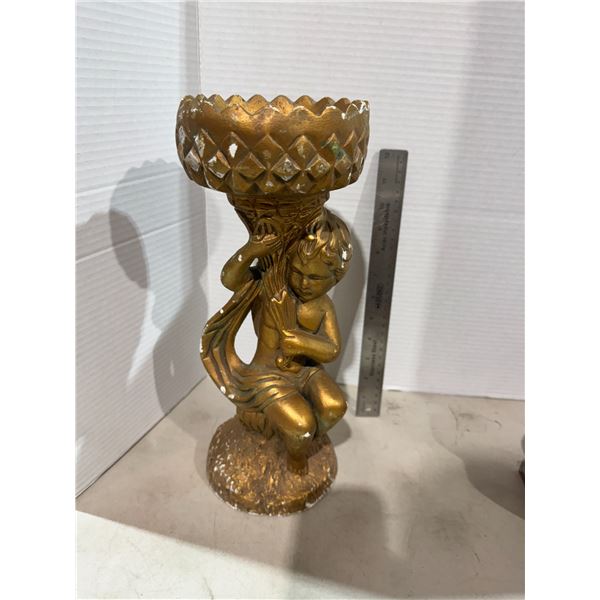 vintage cherub statue or centerpiece.