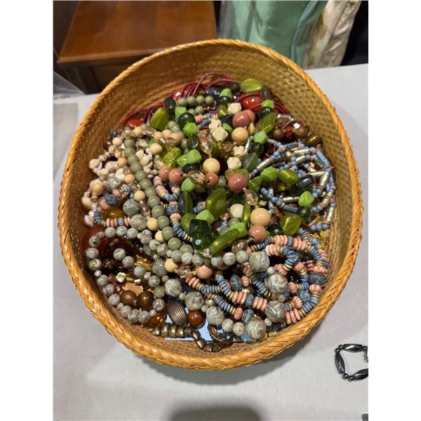 Basket of costume, jewelry