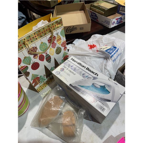 Iron shoes, gift, wrap, and cloth drop sheet