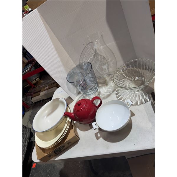 Bases and serving plates and platters and tea