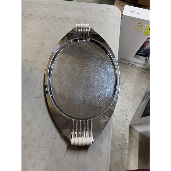 1950s hammered And plate copper serving tray, England